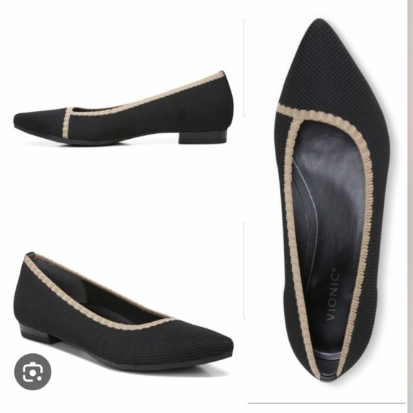 Vionic Dahlia Black Knit Ballet Flat Slip On Shoes Sz 9 - Picture 9 of 10